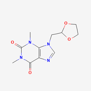 B602095 9-(1,3-Dioxolan-2-ylmethyl)-1,3-dimethylpurine-2,6-dione CAS No. 1174289-18-9