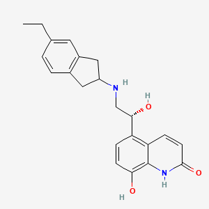 molecular formula C22H24N2O3 B602115 5-((1R)-2-((5-Ethyl-2,3-dihydro-1H-inden-2-yl)amino)-1-hydroxyethyl)-8-hydroxyquinolin-2(1H)-one CAS No. 1026461-20-0