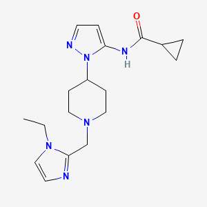 N-[2-[1-[(1-ethylimidazol-2-yl)methyl]piperidin-4-yl]pyrazol-3-yl]cyclopropanecarboxamide