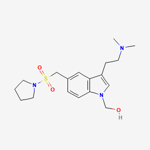molecular formula C18H27N3O3S B602149 [3-[2-(Dimethylamino)ethyl]-5-(pyrrolidin-1-ylsulfonylmethyl)indol-1-yl]methanol CAS No. 1018676-02-2