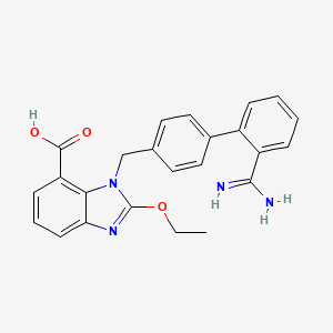 molecular formula C24H22N4O3 B602172 1-((2'-Carbamimidoyl-[1,1'-biphenyl]-4-yl)methyl)-2-ethoxy-1H-benzo[d]imidazole-7-carboxylic acid CAS No. 1442400-65-8