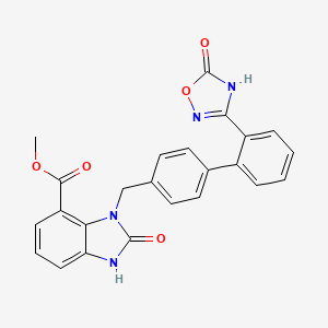 molecular formula C24H18N4O5 B602174 3-[[2'-(5-Oxo-4,5-dihydro-1,2,4-oxadiazole-3-yl)-4-biphenylyl]methyl]-2-oxo-2,3-dihydro-1H-benzoimidazole-4-carboxylic acid methyl ester CAS No. 1403474-78-1