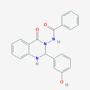 molecular formula C21H17N3O3 B6022336 N-[2-(3-hydroxyphenyl)-4-oxo-1,4-dihydroquinazolin-3(2H)-yl]benzamide 