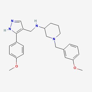 molecular formula C24H30N4O2 B6022477 1-[(3-methoxyphenyl)methyl]-N-[[5-(4-methoxyphenyl)-1H-pyrazol-4-yl]methyl]piperidin-3-amine 