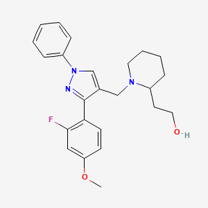 molecular formula C24H28FN3O2 B6022529 2-(1-{[3-(2-fluoro-4-methoxyphenyl)-1-phenyl-1H-pyrazol-4-yl]methyl}-2-piperidinyl)ethanol 