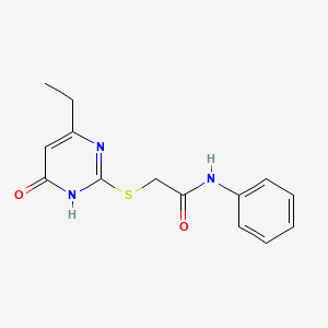 molecular formula C14H15N3O2S B6022576 2-[(4-ethyl-6-oxo-1,6-dihydro-2-pyrimidinyl)thio]-N-phenylacetamide 