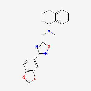 molecular formula C21H21N3O3 B6022597 N-{[3-(1,3-benzodioxol-5-yl)-1,2,4-oxadiazol-5-yl]methyl}-N-methyl-1,2,3,4-tetrahydro-1-naphthalenamine 