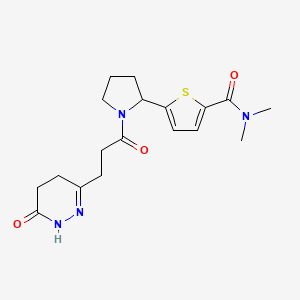 molecular formula C18H24N4O3S B6022610 N,N-dimethyl-5-{1-[3-(6-oxo-1,4,5,6-tetrahydro-3-pyridazinyl)propanoyl]-2-pyrrolidinyl}-2-thiophenecarboxamide 