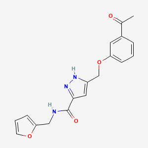 molecular formula C18H17N3O4 B6022648 5-[(3-acetylphenoxy)methyl]-N-(furan-2-ylmethyl)-1H-pyrazole-3-carboxamide 