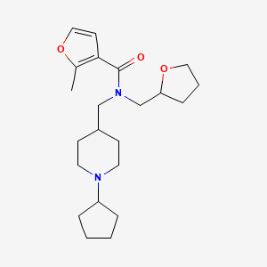 molecular formula C22H34N2O3 B6022668 N-[(1-cyclopentyl-4-piperidinyl)methyl]-2-methyl-N-(tetrahydro-2-furanylmethyl)-3-furamide 