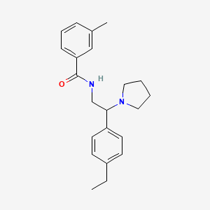 molecular formula C22H28N2O B6023439 N-[2-(4-ethylphenyl)-2-(1-pyrrolidinyl)ethyl]-3-methylbenzamide 