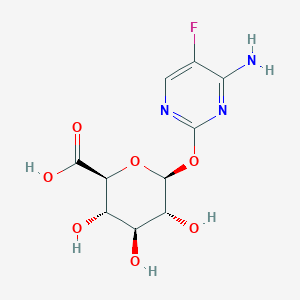 molecular formula C10H12FN3O7 B602369 (2S,3S,4S,5R,6S)-6-((4-Amino-5-fluoropyrimidin-2-yl)oxy)-3,4,5-trihydroxytetrahydro-2H-pyran-2-carboxylic acid CAS No. 150494-26-1