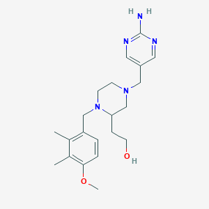 molecular formula C21H31N5O2 B6024349 2-[4-[(2-amino-5-pyrimidinyl)methyl]-1-(4-methoxy-2,3-dimethylbenzyl)-2-piperazinyl]ethanol 