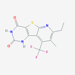 molecular formula C13H10F3N3O2S B6024423 7-ethyl-4-hydroxy-8-methyl-9-(trifluoromethyl)pyrido[3',2':4,5]thieno[3,2-d]pyrimidin-2(1H)-one 