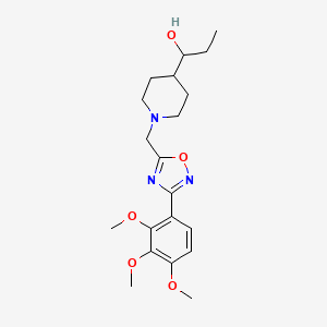 molecular formula C20H29N3O5 B6024453 1-(1-{[3-(2,3,4-trimethoxyphenyl)-1,2,4-oxadiazol-5-yl]methyl}-4-piperidinyl)-1-propanol 