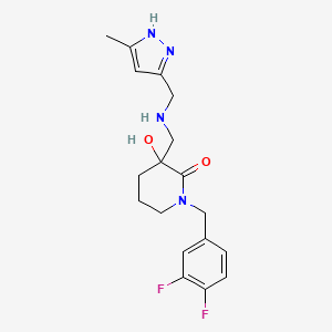 1-(3,4-difluorobenzyl)-3-hydroxy-3-({[(3-methyl-1H-pyrazol-5-yl)methyl]amino}methyl)-2-piperidinone