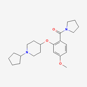 molecular formula C22H32N2O3 B6024535 1-cyclopentyl-4-[5-methoxy-2-(1-pyrrolidinylcarbonyl)phenoxy]piperidine 