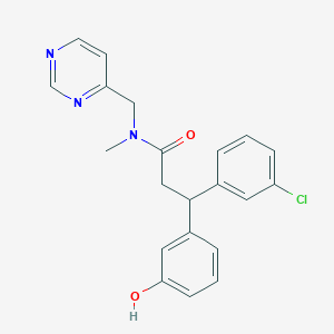 molecular formula C21H20ClN3O2 B6024702 3-(3-chlorophenyl)-3-(3-hydroxyphenyl)-N-methyl-N-(4-pyrimidinylmethyl)propanamide 