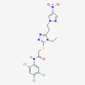 2-({4-ethyl-5-[2-(4-nitro-1H-pyrazol-1-yl)ethyl]-4H-1,2,4-triazol-3-yl}thio)-N-(2,4,5-trichlorophenyl)acetamide