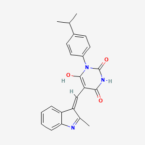 (5E)-5-[(2-methyl-1H-indol-3-yl)methylidene]-1-[4-(propan-2-yl)phenyl]pyrimidine-2,4,6(1H,3H,5H)-trione