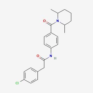 molecular formula C22H25ClN2O2 B6024893 2-(4-chlorophenyl)-N-[4-(2,6-dimethylpiperidine-1-carbonyl)phenyl]acetamide 