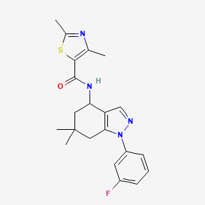 molecular formula C21H23FN4OS B6024919 N-[1-(3-fluorophenyl)-6,6-dimethyl-4,5,6,7-tetrahydro-1H-indazol-4-yl]-2,4-dimethyl-1,3-thiazole-5-carboxamide 