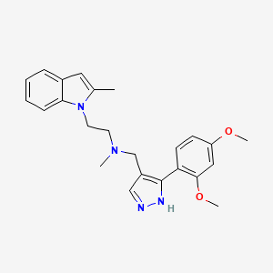 N-[[5-(2,4-dimethoxyphenyl)-1H-pyrazol-4-yl]methyl]-N-methyl-2-(2-methylindol-1-yl)ethanamine