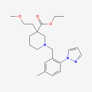 molecular formula C22H31N3O3 B6025005 ethyl 3-(2-methoxyethyl)-1-[5-methyl-2-(1H-pyrazol-1-yl)benzyl]-3-piperidinecarboxylate 