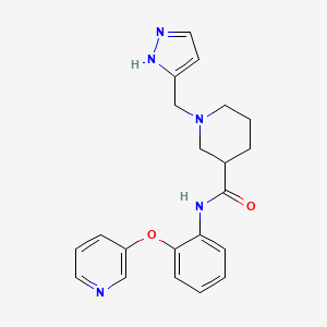 molecular formula C21H23N5O2 B6025043 1-(1H-pyrazol-5-ylmethyl)-N-(2-pyridin-3-yloxyphenyl)piperidine-3-carboxamide 