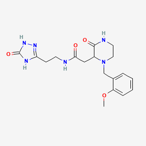 molecular formula C18H24N6O4 B6025071 2-[1-(2-methoxybenzyl)-3-oxo-2-piperazinyl]-N-[2-(5-oxo-4,5-dihydro-1H-1,2,4-triazol-3-yl)ethyl]acetamide 