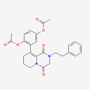 molecular formula C26H26N2O6 B6025083 4-(ACETYLOXY)-3-[1,4-DIOXO-2-(2-PHENYLETHYL)-1H,2H,3H,4H,6H,7H,8H-PYRIDO[1,2-A]PYRAZIN-9-YL]PHENYL ACETATE 