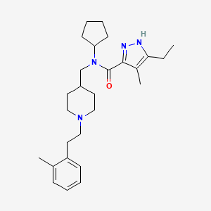 N-cyclopentyl-5-ethyl-4-methyl-N-[[1-[2-(2-methylphenyl)ethyl]piperidin-4-yl]methyl]-1H-pyrazole-3-carboxamide