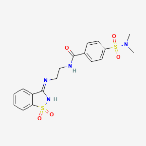 4-(DIMETHYLSULFAMOYL)-N-{2-[(1,1-DIOXIDO-1,2-BENZISOTHIAZOL-3-YL)AMINO]ETHYL}BENZAMIDE