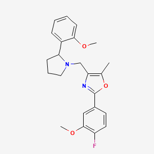 molecular formula C23H25FN2O3 B6025138 2-(4-fluoro-3-methoxyphenyl)-4-{[2-(2-methoxyphenyl)-1-pyrrolidinyl]methyl}-5-methyl-1,3-oxazole 