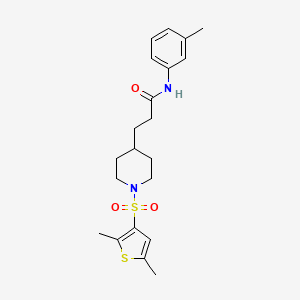 molecular formula C21H28N2O3S2 B6025139 3-{1-[(2,5-dimethyl-3-thienyl)sulfonyl]-4-piperidinyl}-N-(3-methylphenyl)propanamide 