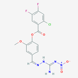 molecular formula C16H12ClF2N5O5 B6025196 4-{2-[amino(nitroimino)methyl]carbonohydrazonoyl}-2-methoxyphenyl 2-chloro-4,5-difluorobenzoate 