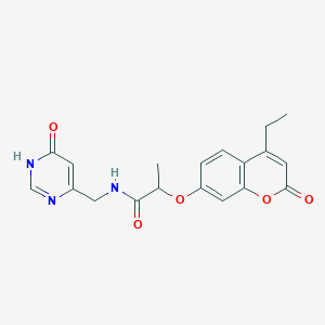 2-[(4-ethyl-2-oxo-2H-chromen-7-yl)oxy]-N-[(6-oxo-1,6-dihydropyrimidin-4-yl)methyl]propanamide