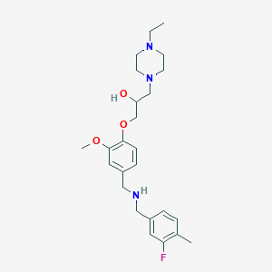 molecular formula C25H36FN3O3 B6025292 1-(4-Ethylpiperazin-1-yl)-3-[4-[[(3-fluoro-4-methylphenyl)methylamino]methyl]-2-methoxyphenoxy]propan-2-ol 