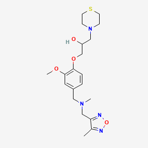 molecular formula C20H30N4O4S B6025310 1-[2-Methoxy-4-[[methyl-[(4-methyl-1,2,5-oxadiazol-3-yl)methyl]amino]methyl]phenoxy]-3-thiomorpholin-4-ylpropan-2-ol 