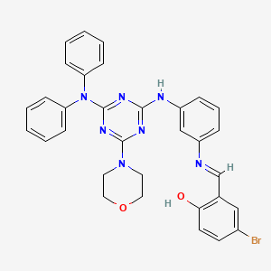 molecular formula C32H28BrN7O2 B6025318 4-bromo-2-[[3-[[4-morpholin-4-yl-6-(N-phenylanilino)-1,3,5-triazin-2-yl]amino]phenyl]iminomethyl]phenol 