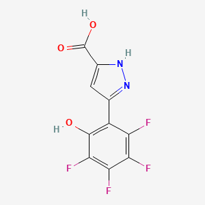 molecular formula C10H4F4N2O3 B6025420 3-(2,3,4,5-tetrafluoro-6-hydroxyphenyl)-1H-pyrazole-5-carboxylic acid 