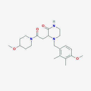 molecular formula C22H33N3O4 B6025426 4-(4-methoxy-2,3-dimethylbenzyl)-3-[2-(4-methoxy-1-piperidinyl)-2-oxoethyl]-2-piperazinone 