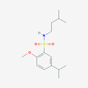 molecular formula C15H25NO3S B6025469 2-METHOXY-N-(3-METHYLBUTYL)-5-(PROPAN-2-YL)BENZENE-1-SULFONAMIDE 