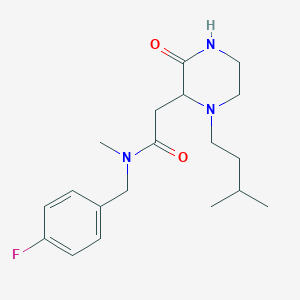 molecular formula C19H28FN3O2 B6025480 N-(4-fluorobenzyl)-N-methyl-2-[1-(3-methylbutyl)-3-oxo-2-piperazinyl]acetamide 