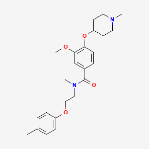 3-methoxy-N-methyl-N-[2-(4-methylphenoxy)ethyl]-4-(1-methylpiperidin-4-yl)oxybenzamide