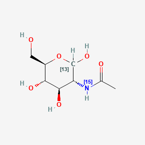 molecular formula 13CC7H1515NO6 B602565 N-acetyl-D-[1-13C;15N]glucosamine CAS No. 478529-40-7