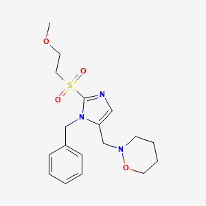 molecular formula C18H25N3O4S B6025654 2-({1-benzyl-2-[(2-methoxyethyl)sulfonyl]-1H-imidazol-5-yl}methyl)-1,2-oxazinane 