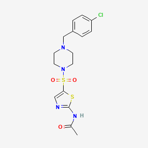 molecular formula C16H19ClN4O3S2 B6025667 N-[5-[4-[(4-chlorophenyl)methyl]piperazin-1-yl]sulfonyl-1,3-thiazol-2-yl]acetamide 