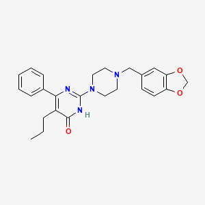 2-[4-(1,3-benzodioxol-5-ylmethyl)-1-piperazinyl]-6-phenyl-5-propyl-4(3H)-pyrimidinone