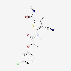 molecular formula C18H18ClN3O3S B6025743 5-[2-(3-CHLOROPHENOXY)PROPANAMIDO]-4-CYANO-NN3-TRIMETHYLTHIOPHENE-2-CARBOXAMIDE 